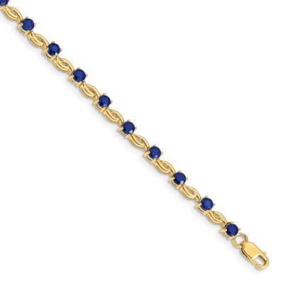 14k Complete Round Sapphire Fancy Link 7 inch Bracelet