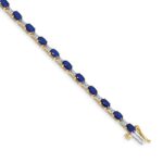 14k Complete Diamond and Oval Sapphire 7 inch Bracelet