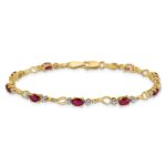 14k Complete Diamond and Oval Ruby Open Link 7 inch Bracelet - Image 3