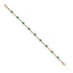 14k Complete Diamond and Oval Emerald 7.25 inch Bracelet - Image 2