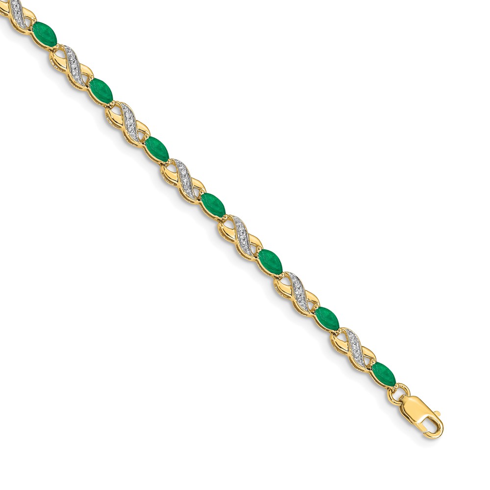 BM4485-EM-015-1YA.jpg 10k Diamond and Emerald Infinity Bracelet - Image 1