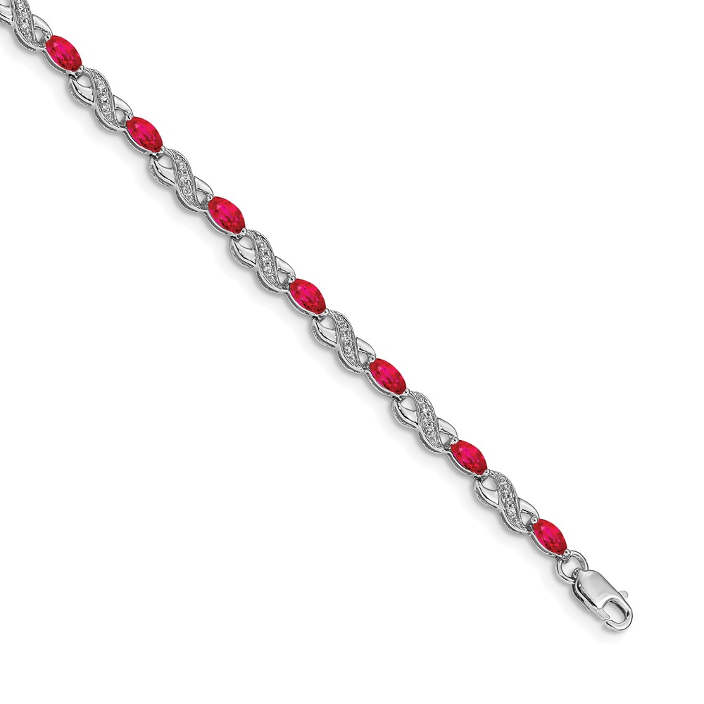 BM4485-RU-015-1WA.jpg 10k White Gold Diamond and Ruby Infinity Bracelet - Image 1