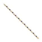 14k Complete Diamond and Round Sapphire 7 inch Bracelet - Image 2