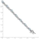 14k White Gold Complete Diamond and Oval Aquamarine Curved Link 7 inch Bracelet - Image 3