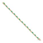 14k Complete Diamond and Oval Emerald Curved Link 7 inch Bracelet - Image 2