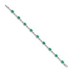 14k White Gold Complete Diamond and Oval Emerald Infinity 7 inch Bracelet - Image 2