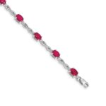 14k White Gold Complete Diamond and Oval Ruby Infinity 7 inch Bracelet