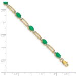 10k Diamond and Oval Emerald Bracelet - Image 4
