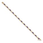 14k Complete Diamond and Oval Amethyst Heart Accent 7 inch Bracelet - Image 2