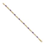 14k Complete Diamond and Oval Amethyst Fancy Link 7 inch Bracelet - Image 2