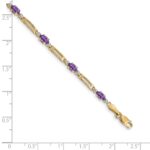 14k Complete Diamond and Oval Amethyst Fancy Link 7 inch Bracelet - Image 4