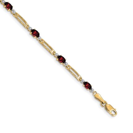 10k Diamond and Garnet Bracelet