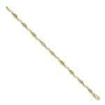 14k Complete Diamond and Oval Peridot Wavy Link 7 inch Bracelet - Image 2