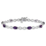 10k White Gold Amethyst and Diamond Infinity Bracelet - Image 3