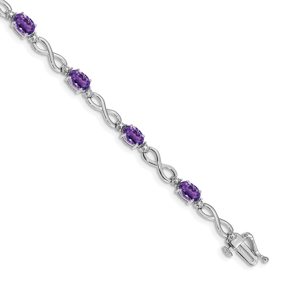 BM4494-AM-003-1WA.jpg 10k White Gold Amethyst and Diamond Infinity Bracelet - Image 1