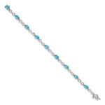 14k White Gold Complete Oval Swiss Blue Topaz and Diamond Infinity Link 7 inch Bracelet - Image 2
