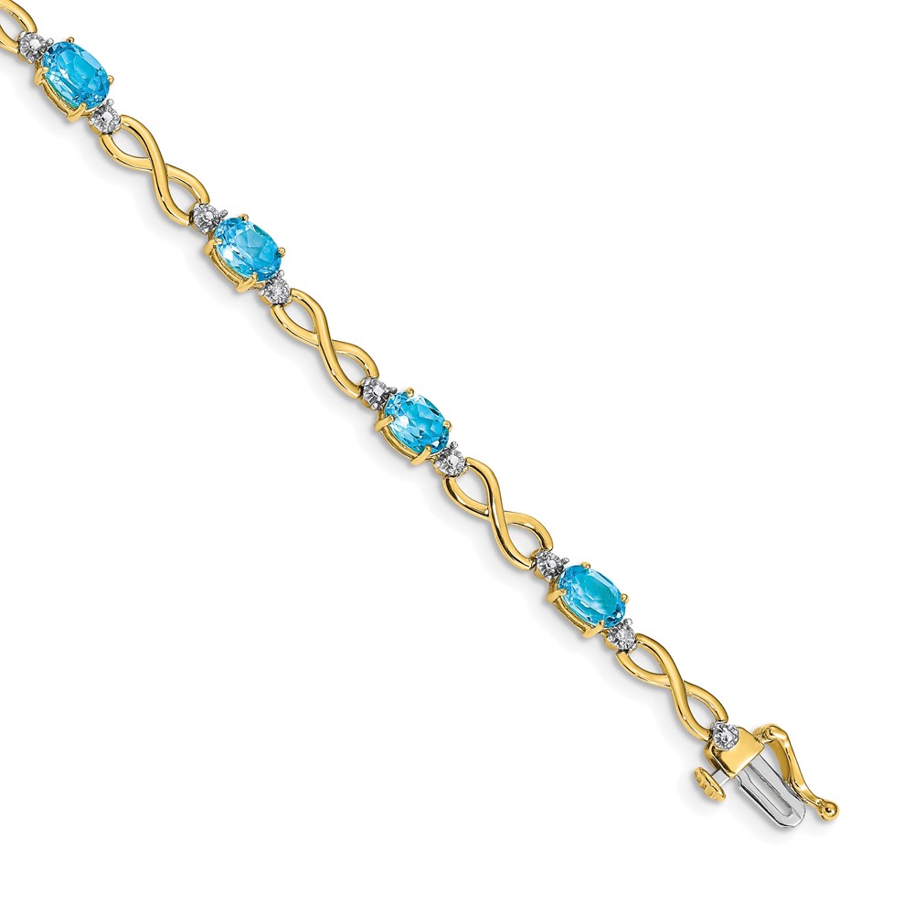 BM4494-BT-003-YA.jpg 14k Complete Oval Swiss Blue Topaz and Diamond Infinity Link 7 inch Bracelet - Image 1