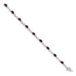 14k White Gold Complete Oval Garnet and Diamond Infinity Link 7 inch Bracelet - Image 2