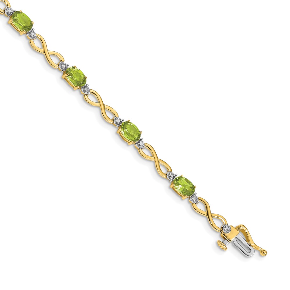 BM4494-PE-003-1YA.jpg 10k Peridot and Diamond Infinity Bracelet - Image 1