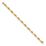 14k Complete Oval Citrine and Diamond Fancy Link 7 inch Bracelet - Image 2