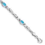 10k White Gold Blue Topaz 4 Stone Bracelet
