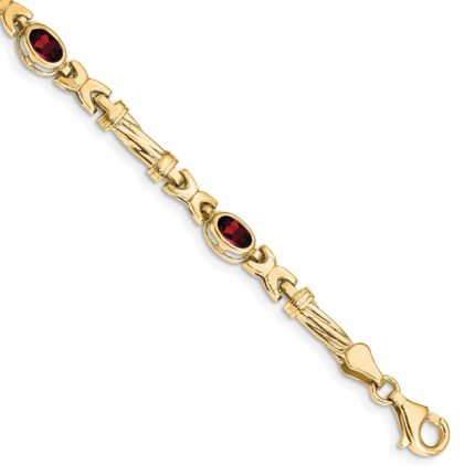 10k Garnet 4 Stone Bracelet