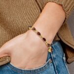 14k Complete 7x5mm Oval Garnet X-design 7 inch Bracelet - Image 4