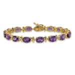 14k Complete Oval Amethyst 7 inch Bracelet - Image 3