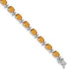 14k White Gold Complete Oval Citrine 7 inch Bracelet