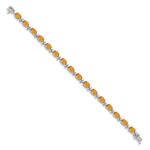14k White Gold Complete Oval Citrine 7 inch Bracelet - Image 2