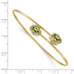 14k Polished Complete Oval Peridot and .03 carat Diamond Flexible Bangle Bracelet - Image 2