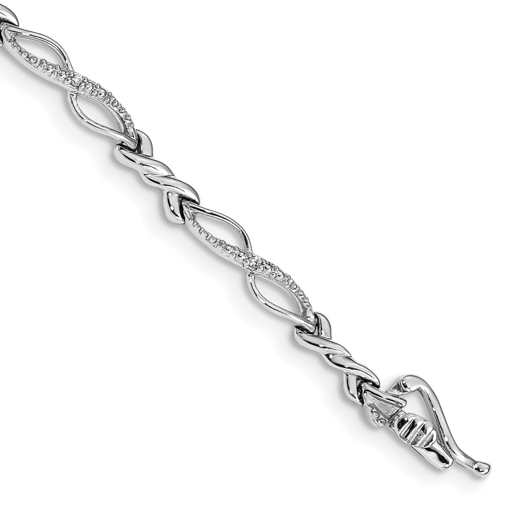 BM4610-005-WA.jpg 14k White Gold Complete 1/20 carat Diamond Twist Link 7.25 inch Bracelet - Image 1