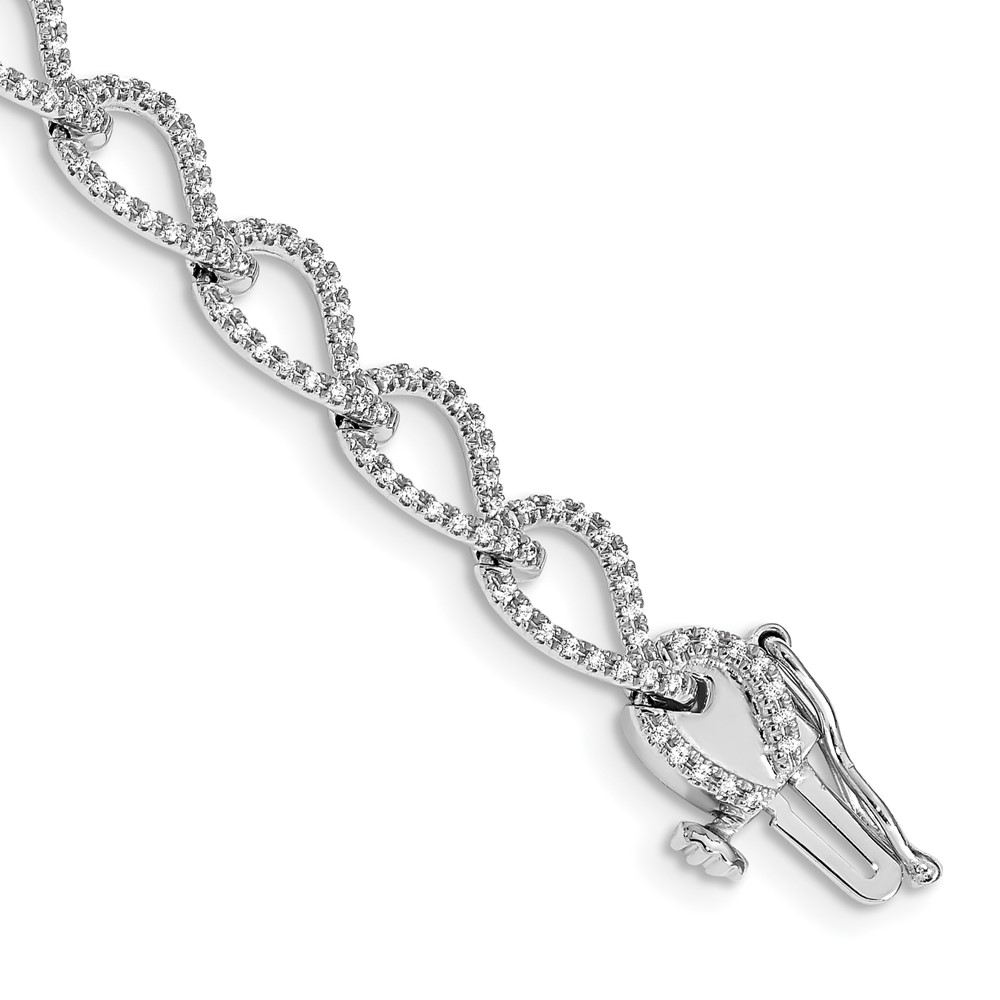 BM4613-100-WA.jpg 14k White Gold Complete 1 carat Diamond Fancy Link 7 inch Bracelet - Image 1