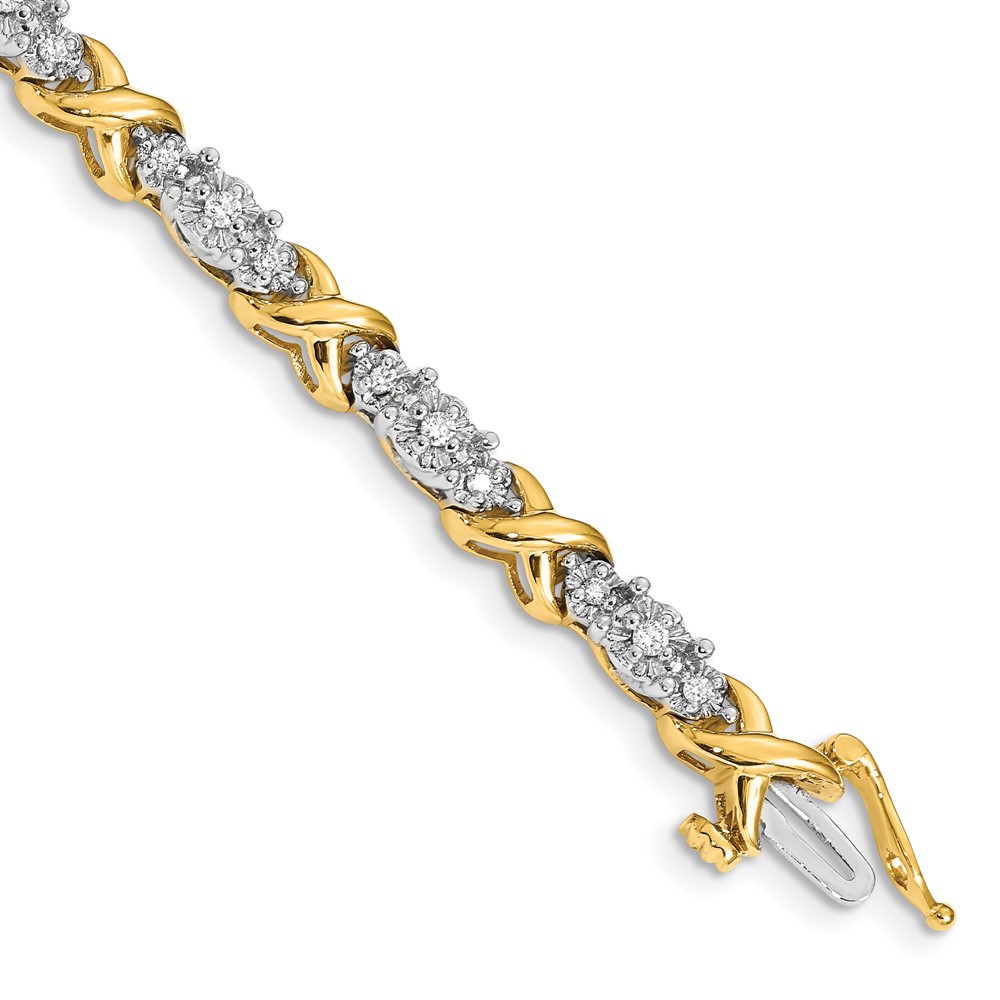 BM4616-050-YWA.jpg 14k Two-tone Complete 1/2 carat Diamond X-design 7 inch Bracelet - Image 1