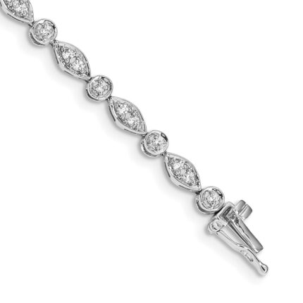 14k White Gold 3/4 carat Lab Grown Diamond VS/SI+ G+ Complete 7 inch Fancy Bracelet