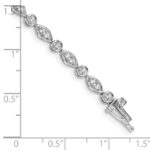 14k White Gold Complete 3/4 carat Diamond Round and Oval Link 7 inch Bracelet - Image 3