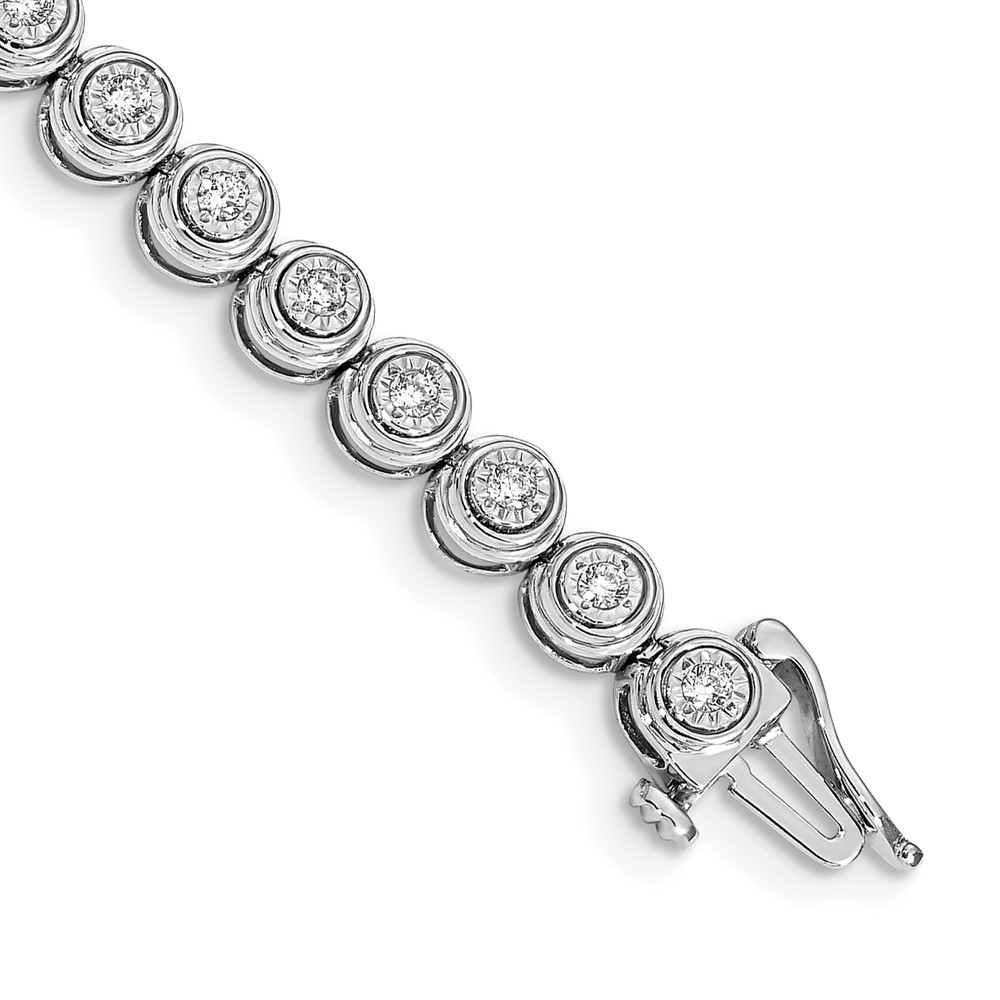BM4653-100-WA.jpg 14k White Gold 1 carat Lab Grown Diamond VS/SI+ G+ Complete 7 inch Circle Link Bracelet - Image 1