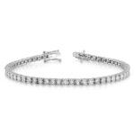 14k White Gold 1 carat Lab Grown Diamond VS/SI+ G+ Complete 7 inch Illusion Setting Bracelet - Image 3