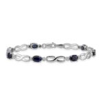 14k White Gold Complete Diamond and Oval Sapphire Infinity 7 inch Bracelet - Image 3