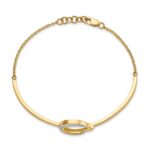 14k Polished Moon and Star Complete 1/8 carat Diamond Half-Bangle 7 inch Bracelet with 0.5 inch Extender - Image 2