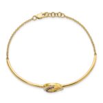 14k Moon and Star Complete 1/8 carat Diamond and Sapphire Half-Bangle 7 inch Bracelet with 0.5 inch Extender - Image 2