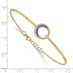 14k Moon and Star Complete 1/8 carat Diamond and Sapphire Half-Bangle 7 inch Bracelet with 0.5 inch Extender - Image 4