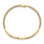 14k Polished Rectangle Link Complete 1/4 carat Diamond Double Strand 7 inch Bracelet - Image 2