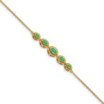 14k Complete 5-Stone Bezel-set Marquise Emerald and Chain 7 inch Bracelet