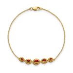14k Complete 5-Stone Bezel-set Marquise Garnet and Chain 7 inch Bracelet - Image 2