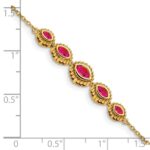 14k Complete 5-Stone Bezel-set Marquise Ruby and Chain 7 inch Bracelet - Image 5
