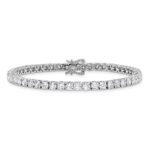 14k White Gold 7 7/8 carat Lab Grown Diamond VS/SI+ G+ Complete Round Tennis Bracelet - Image 3