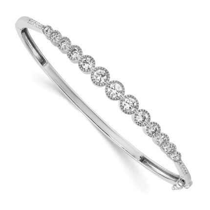 14k White Gold 1 1/2 carat Lab Grown Diamond VS/SI+ G+ Complete Bangle Bracelet