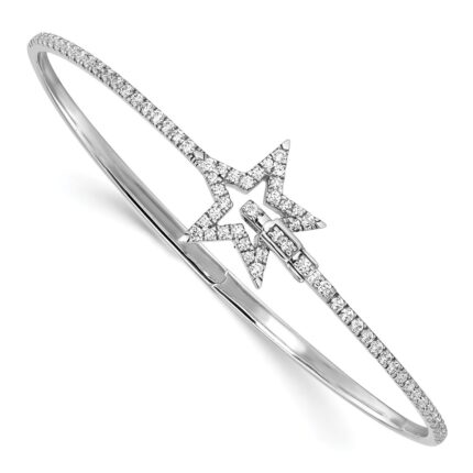 14k White Gold 7/8 carat Lab Grown Diamond VS/SI+ G+ Complete Star Hinged Bangle Bracelet