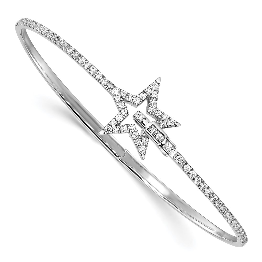 BM8388-094-WA.jpg 14k White Gold 7/8 carat Lab Grown Diamond VS/SI+ G+ Complete Star Hinged Bangle Bracelet - Image 1